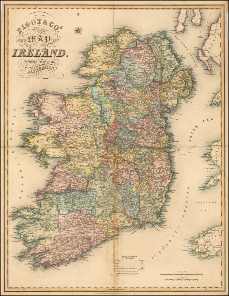 Pigot & Co. New Map of Ireland embracing every recent alteration, 1840.